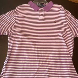 Mens purple and white striped XL Polo by Ralph Lauren